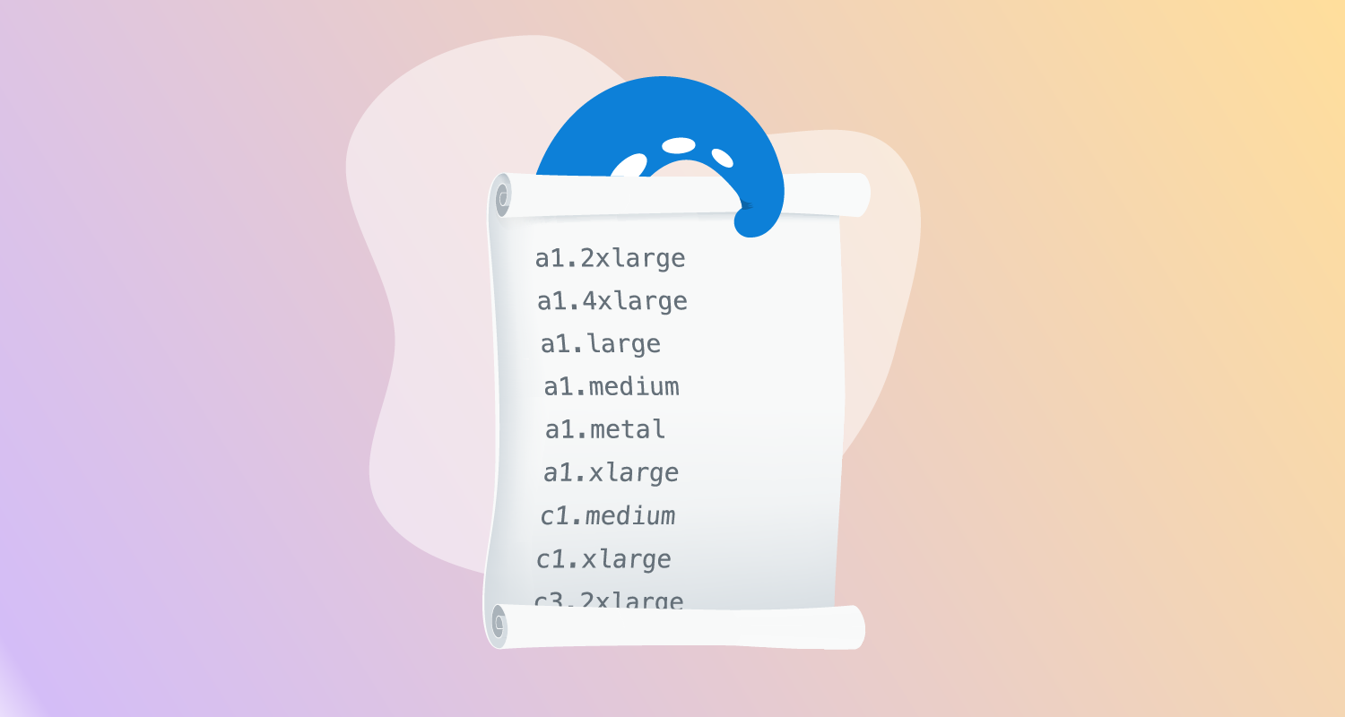 Blue octopus arm holding a list of instance types