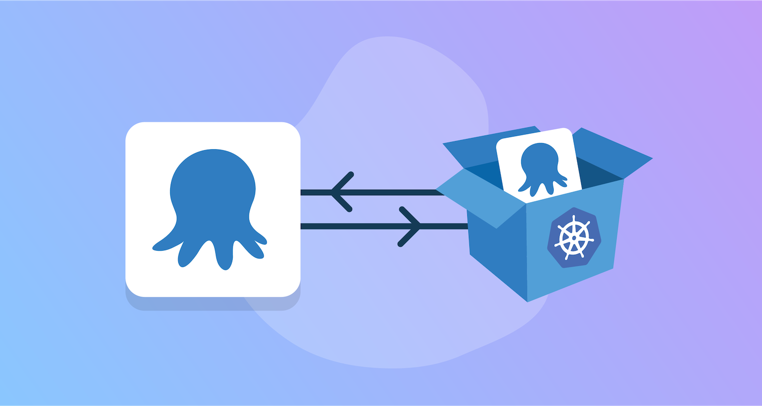 Octopus Deploy logo connected to a Kubernetes-branded box with an Octopus logo in it.