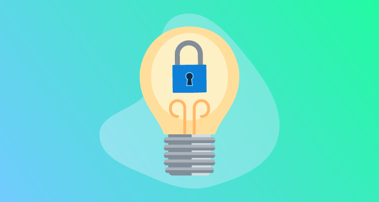 Padlock pictured within a lightbulb