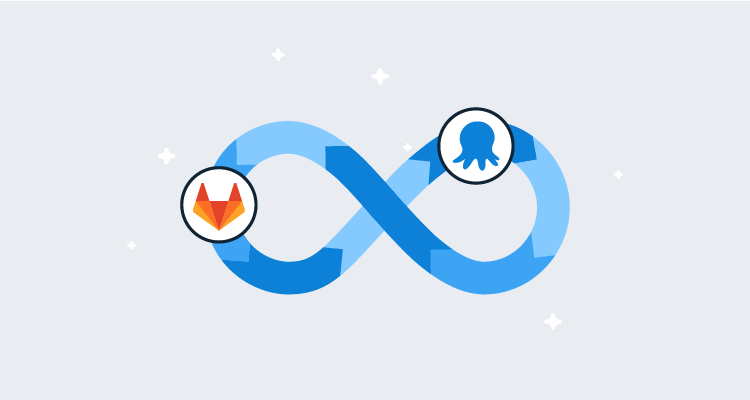 CI CD infinity loop with Octopus logo and GitLab logo
