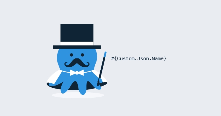 Octopus magician changing a JSON variable into a t-shirt