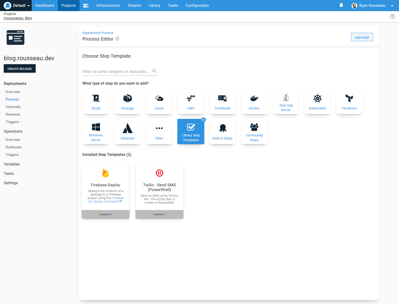 Adding the Firebase step to a deployment process