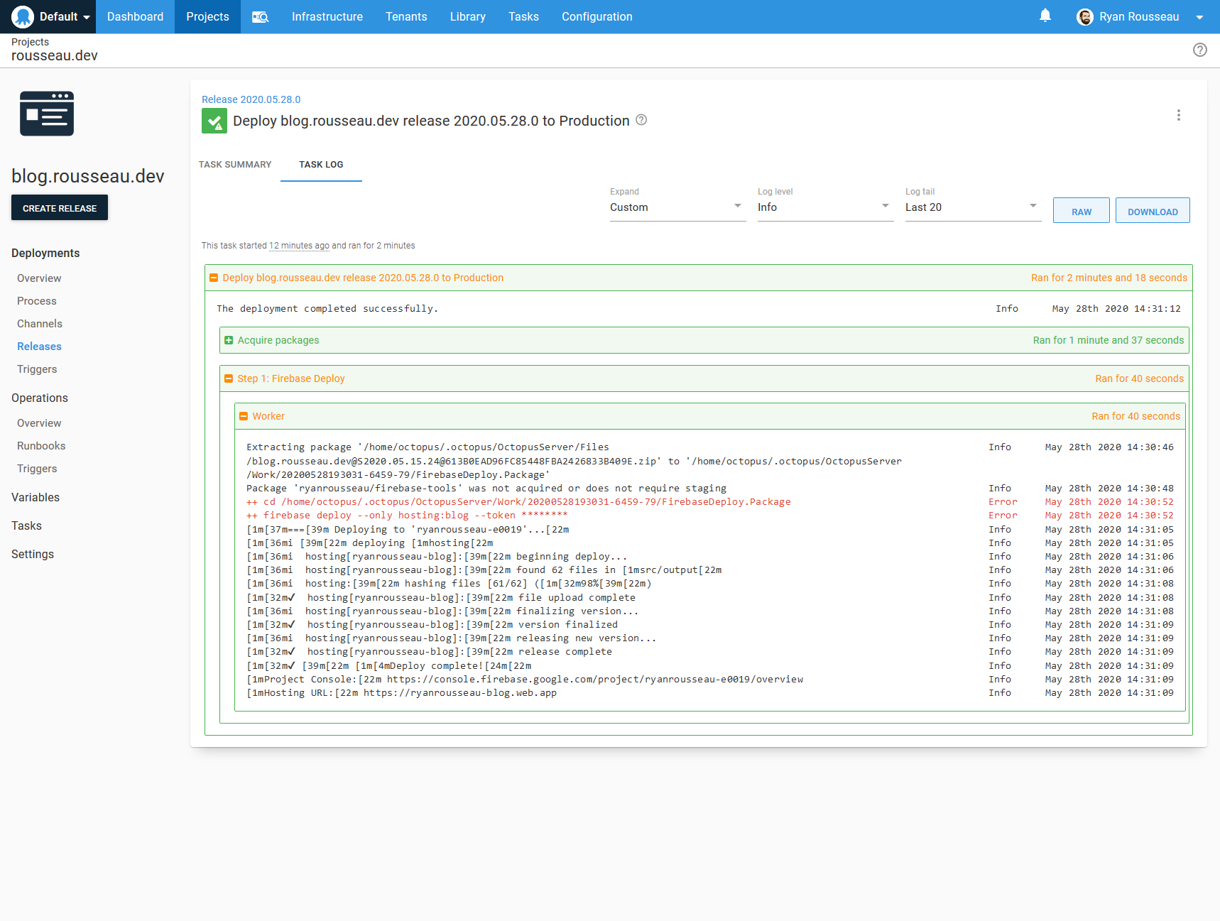 Firebase deploy logs