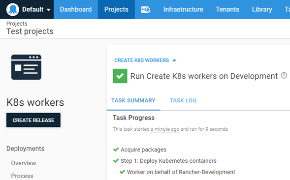 Successful execution of an Octopus runbook
