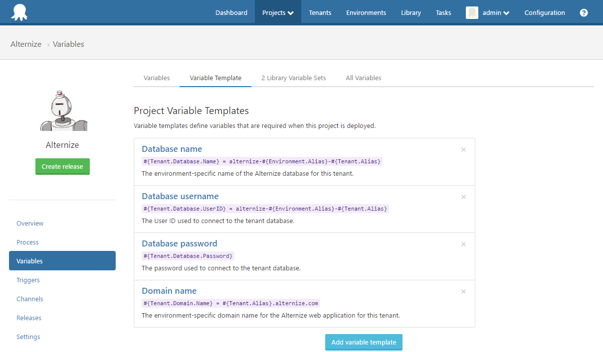 Project Variable Templates