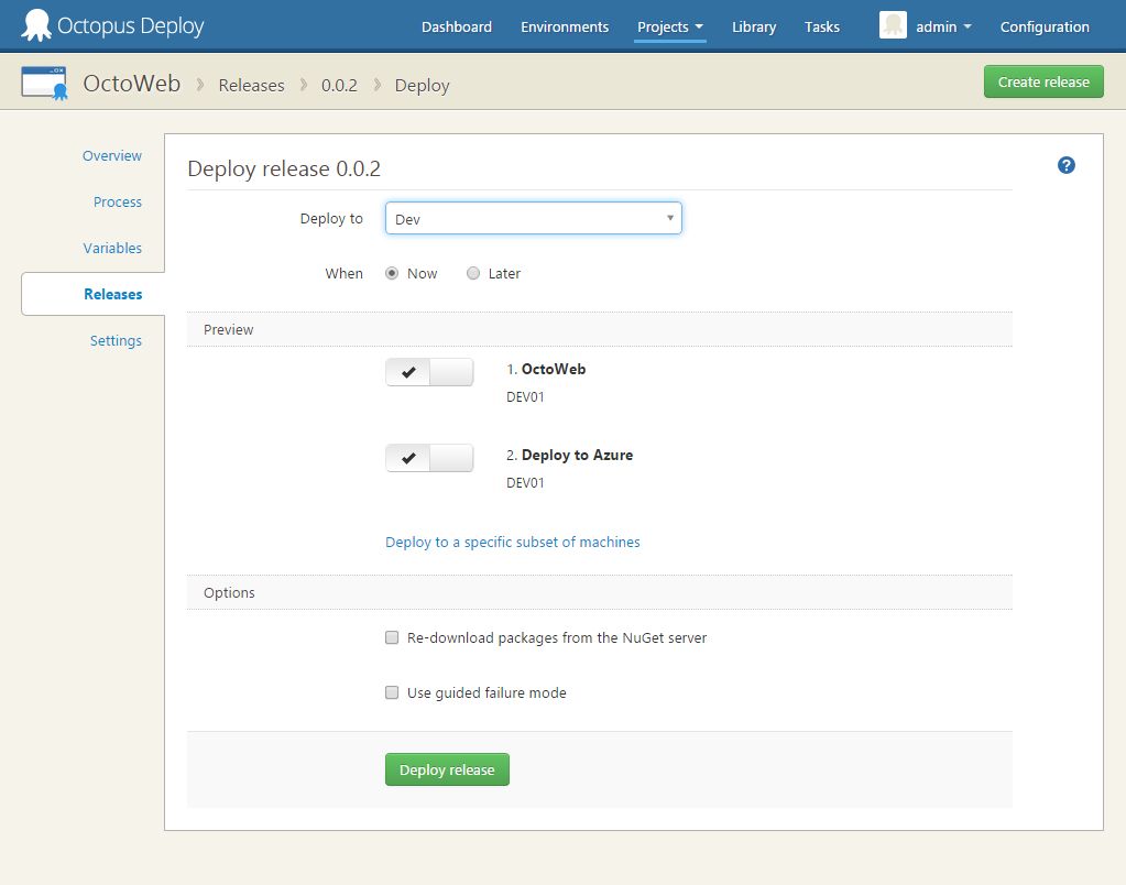 Create new release completed