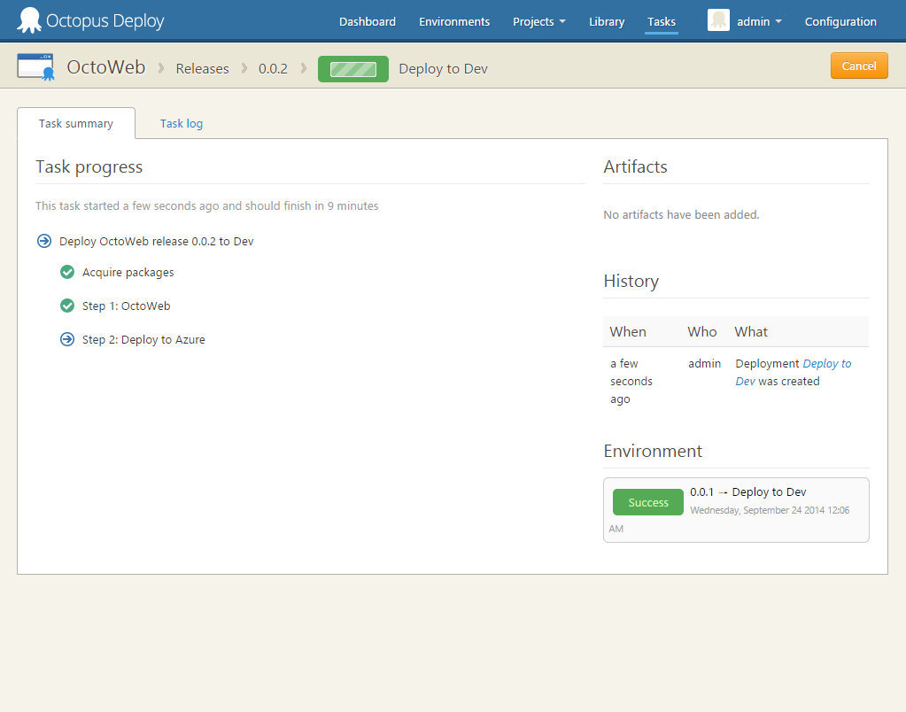 Deploy new release in progress