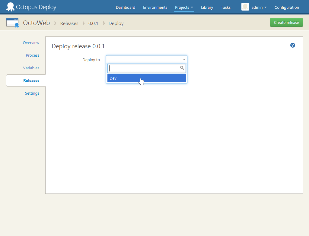 Deploy Release to Dev