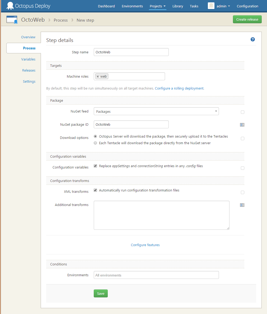 NuGet Package step completed