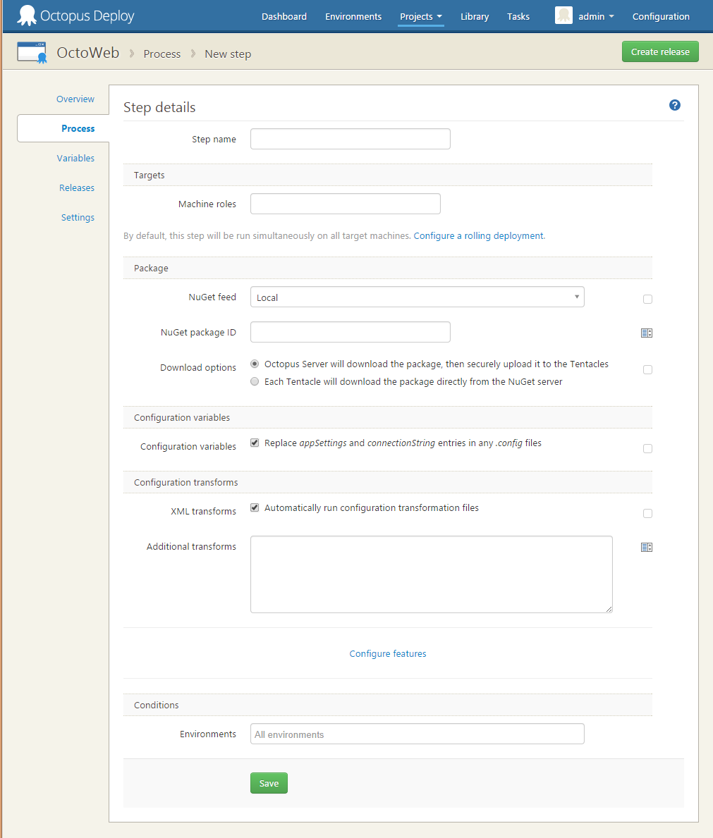 NuGet Package step setup