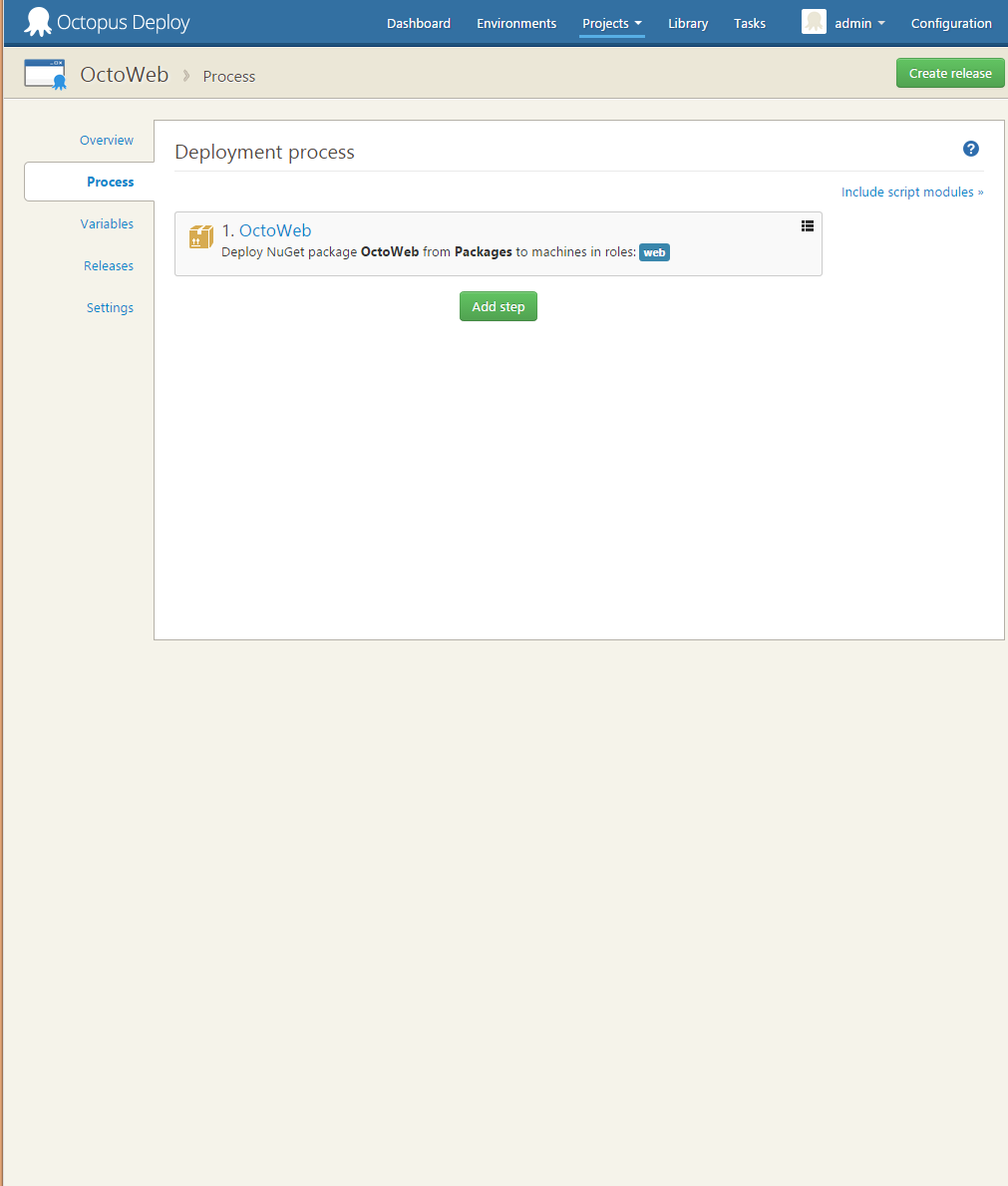 Project deployment process with 1 step