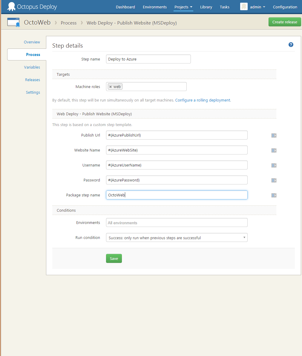 Web Deploy step details completed