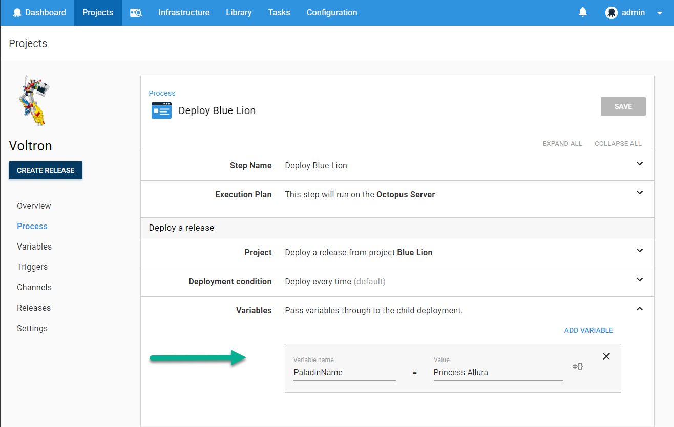 Pass Variables to Deployment