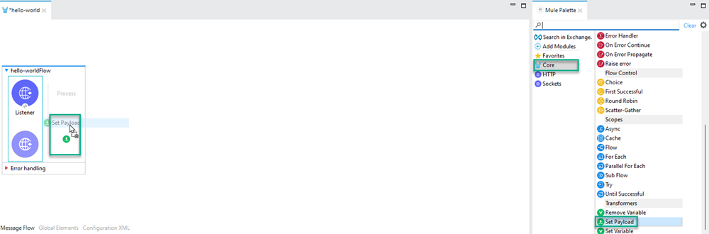 Add a payload object to listener