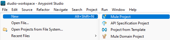 Create new Anypoint project