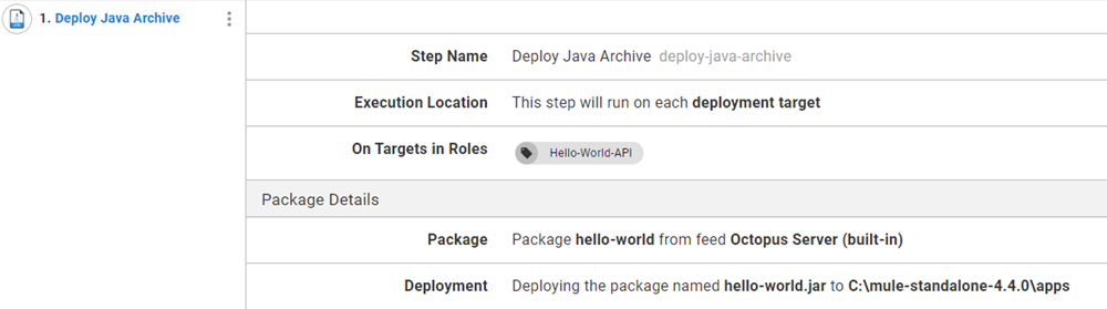 Configured Deploy Java Archive step