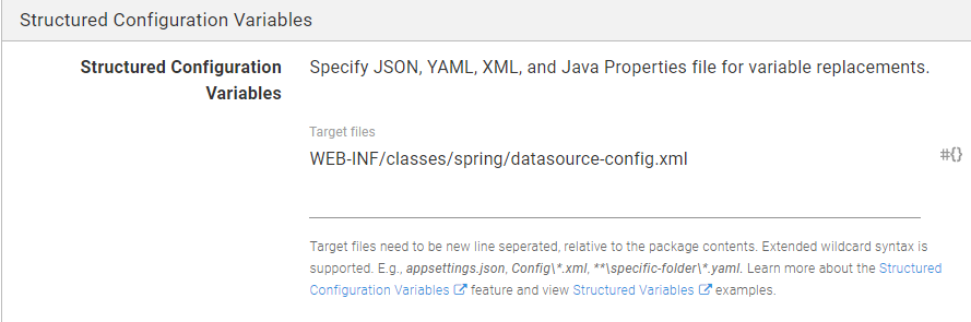 Location of the structured configuration variables