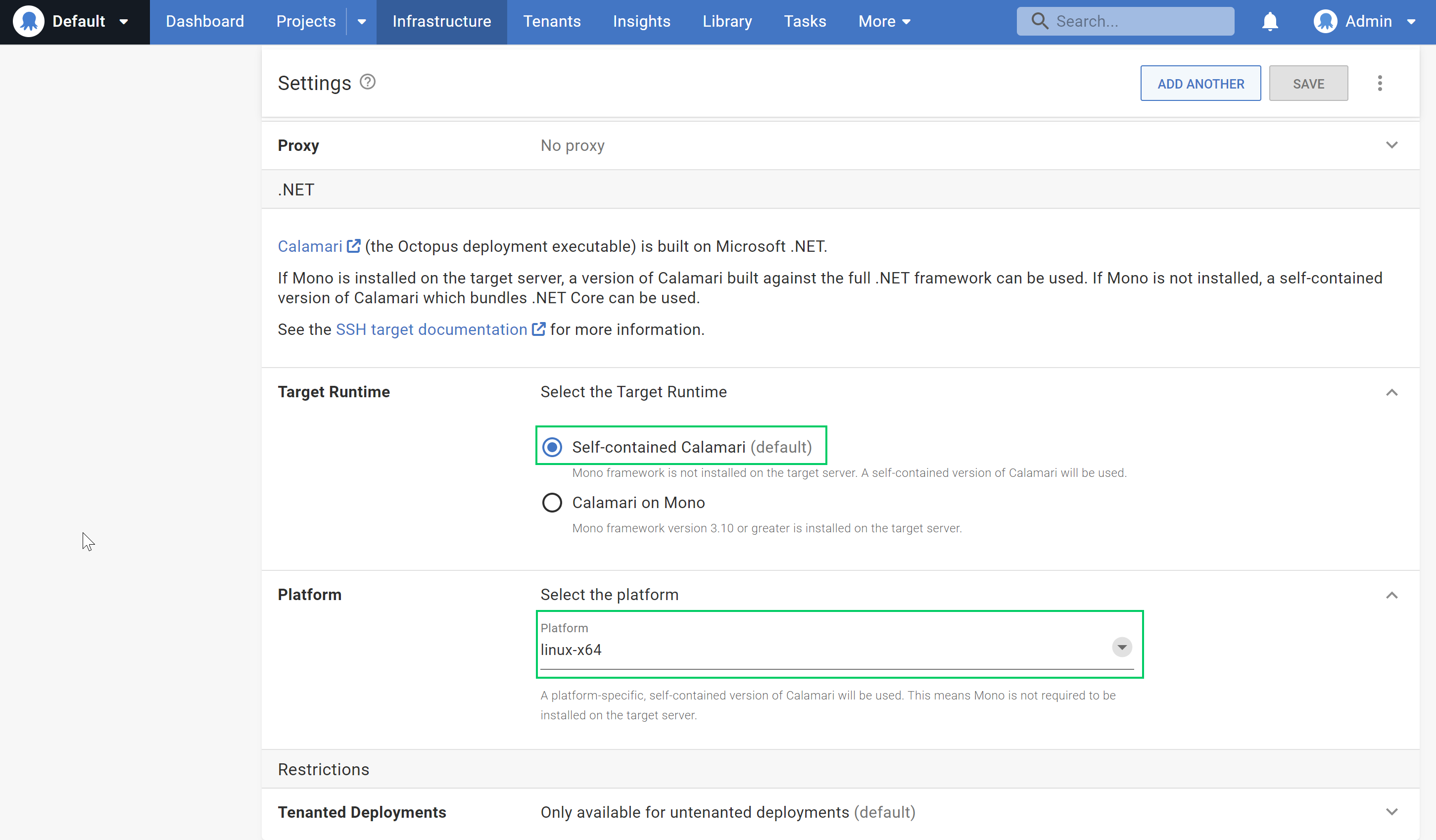 SSH Target .NET Settings