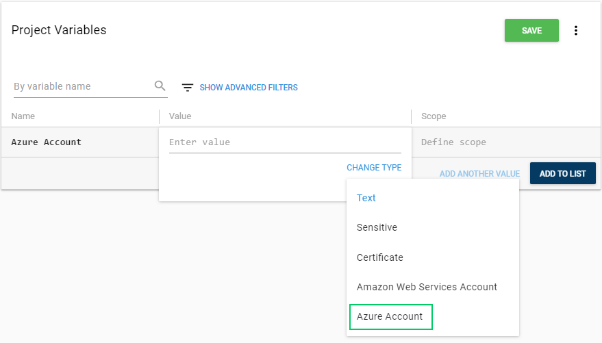 Account Project Variable