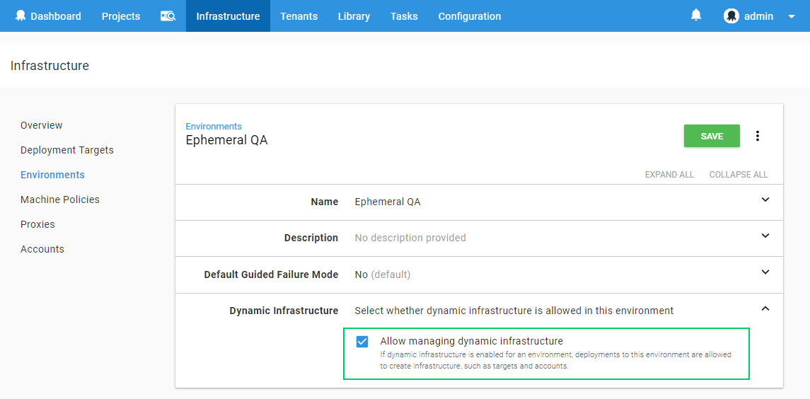 Environment configuration