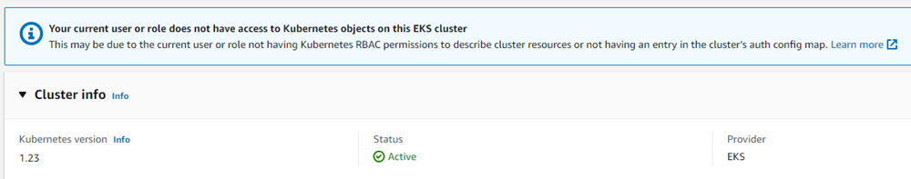 EKS cluster access denied