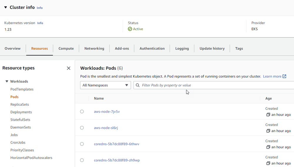 EKS cluster resources