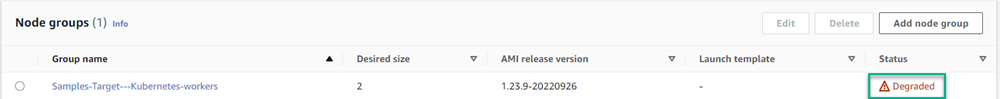 EKS node group degraded