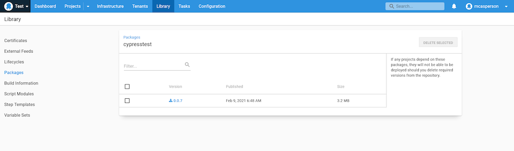 Cypress test package