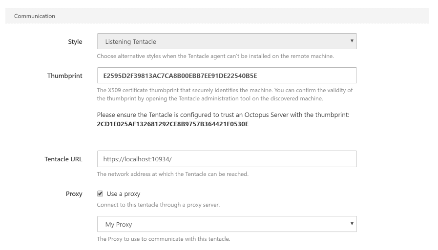 Tell Octopus to use a Proxy for a Tentacle