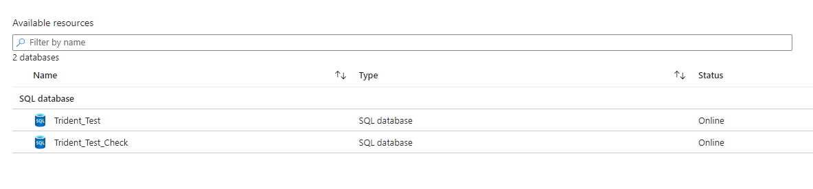 The databases in AKS before creating a feature branch