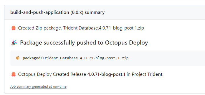 The version number once the action is complete