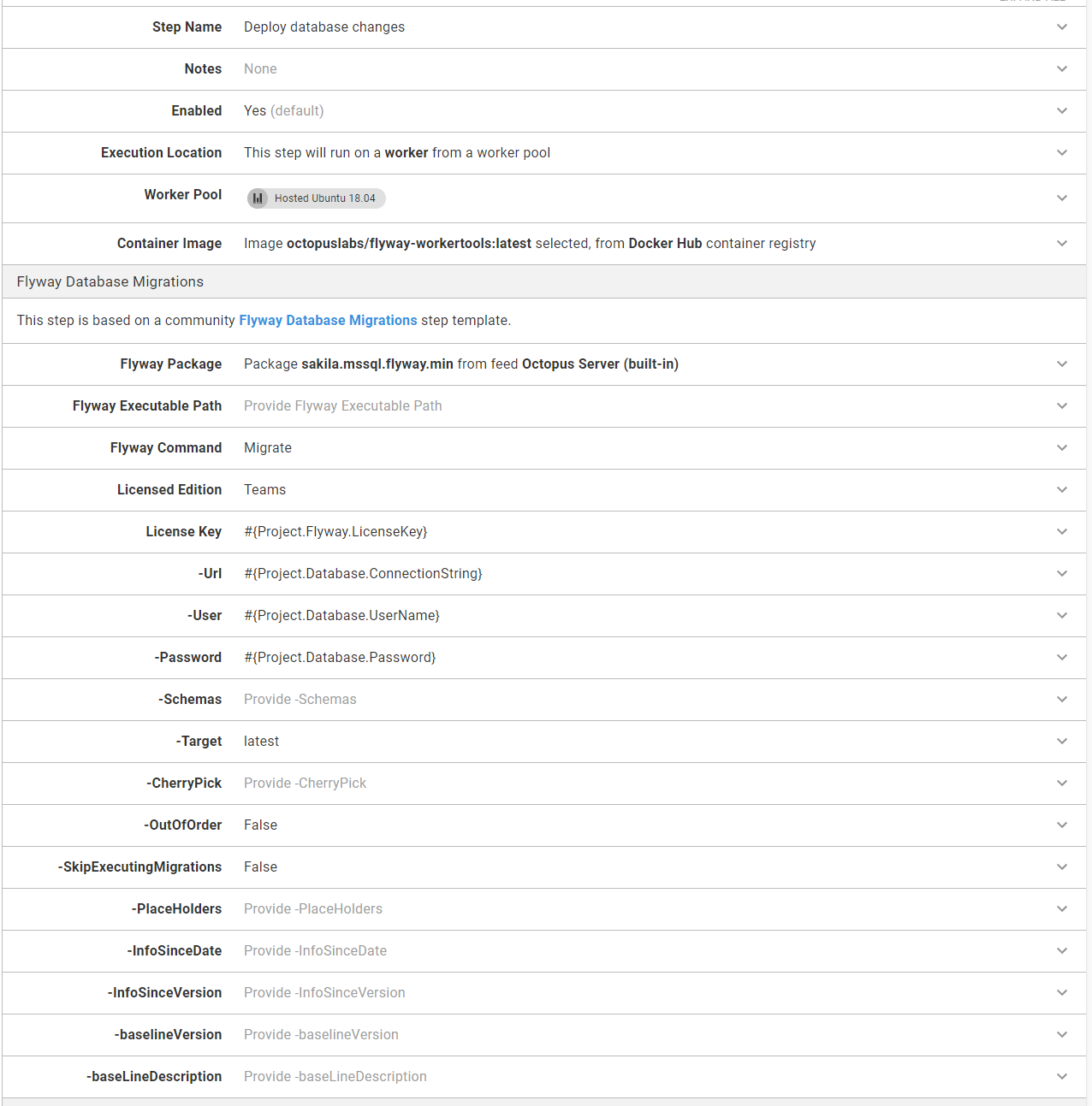deploy database changes step