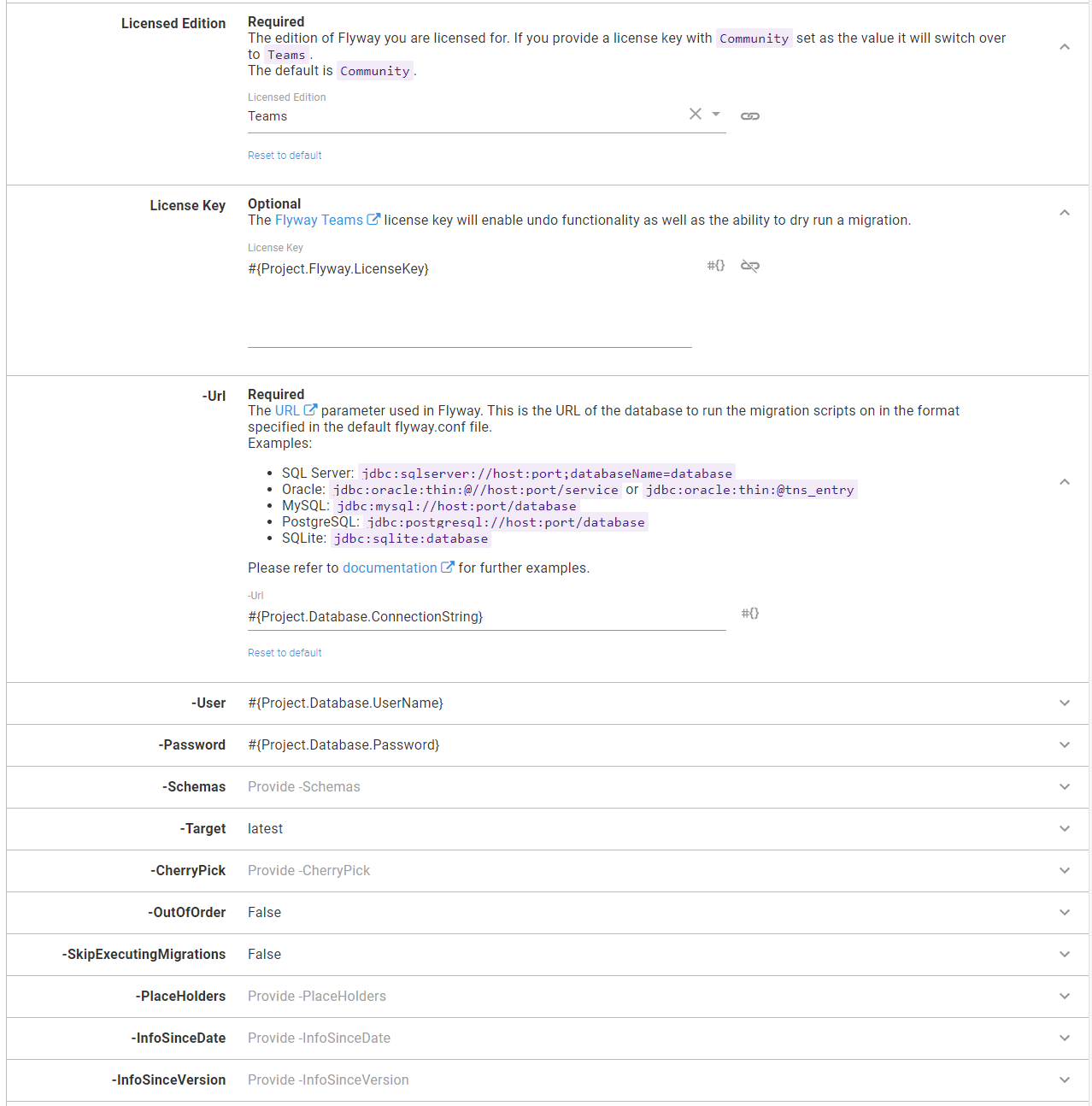 remaining parameters