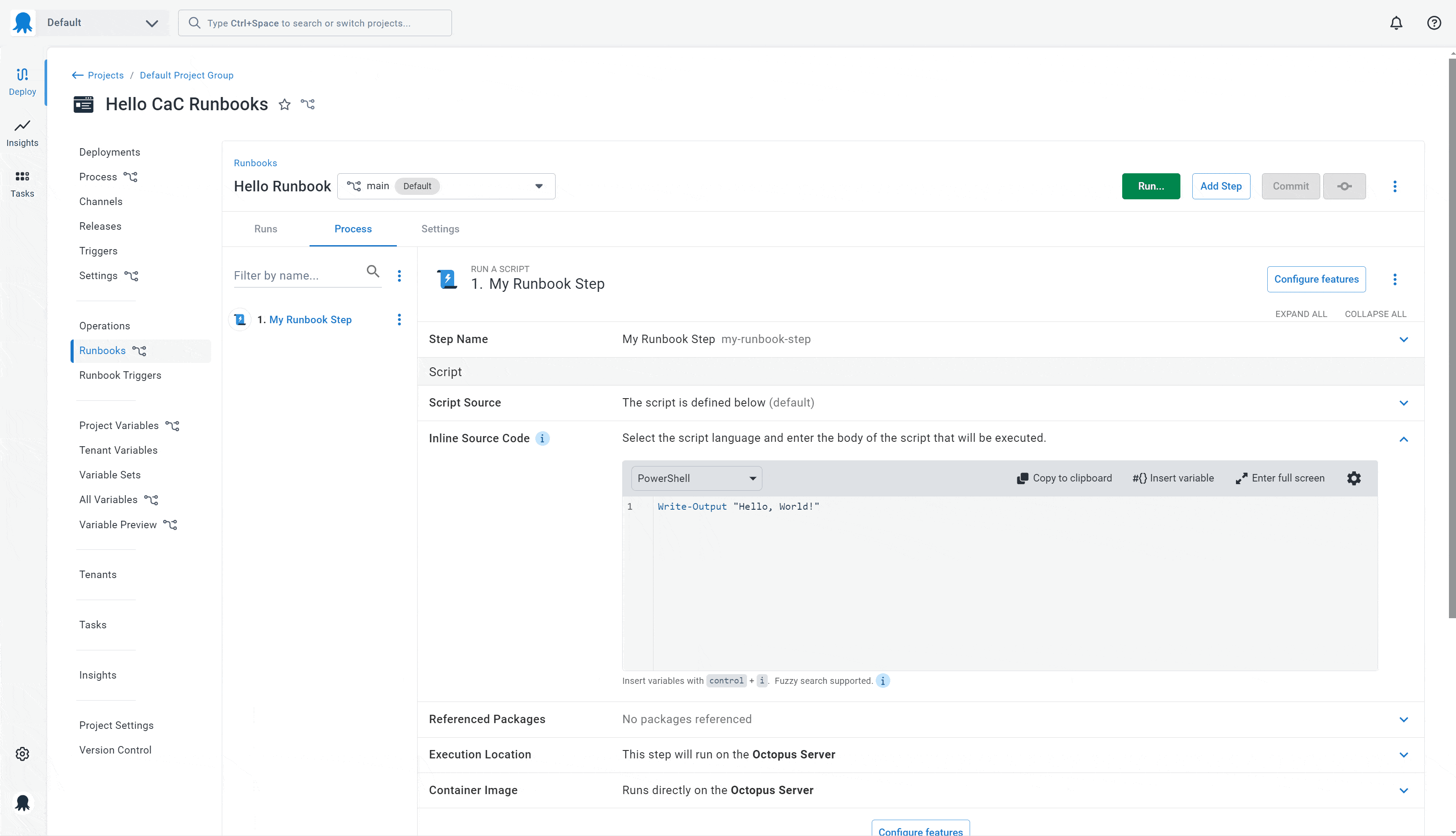 Make a change to a runbook and create a PR to merge it into your main branch