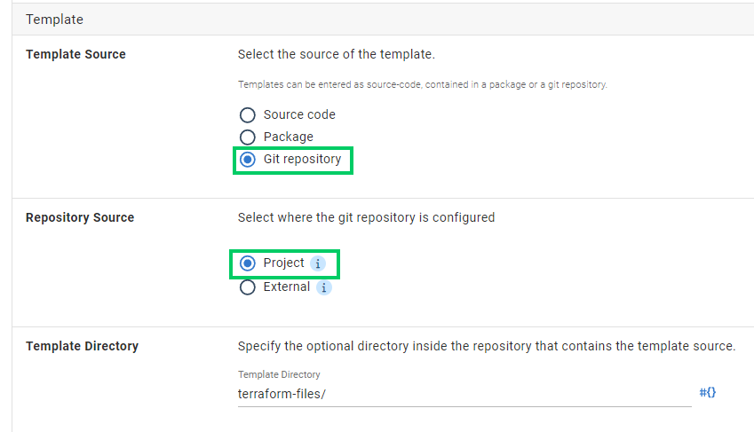 Terraform Step with project Git resource