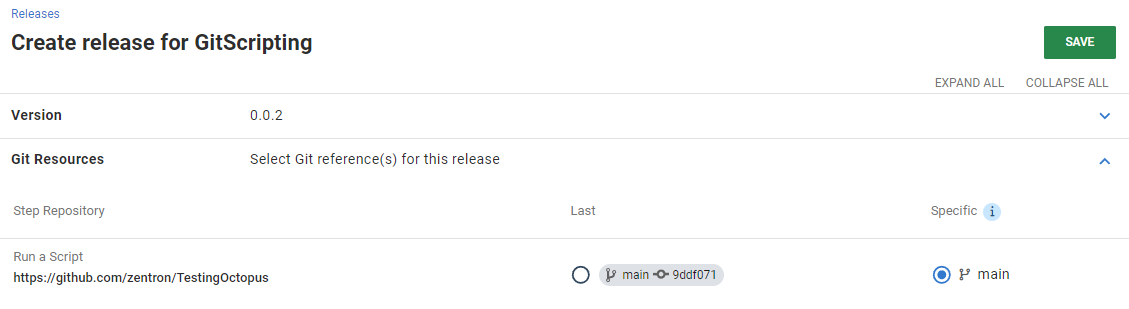 Release creation with external Git resource