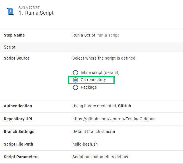 Run-a-Script Step with external Git resource