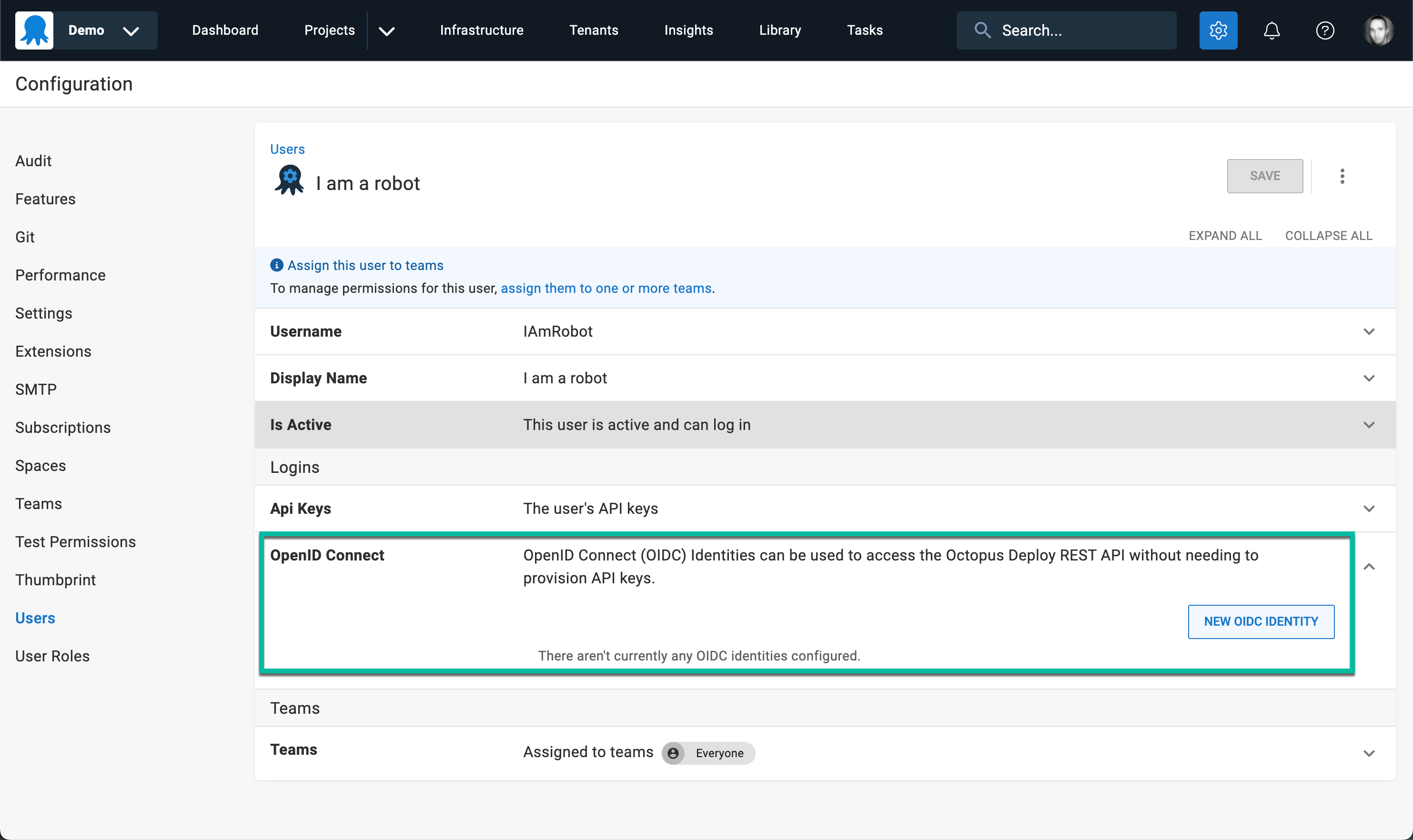 An OIDC identity is added to the Service Account