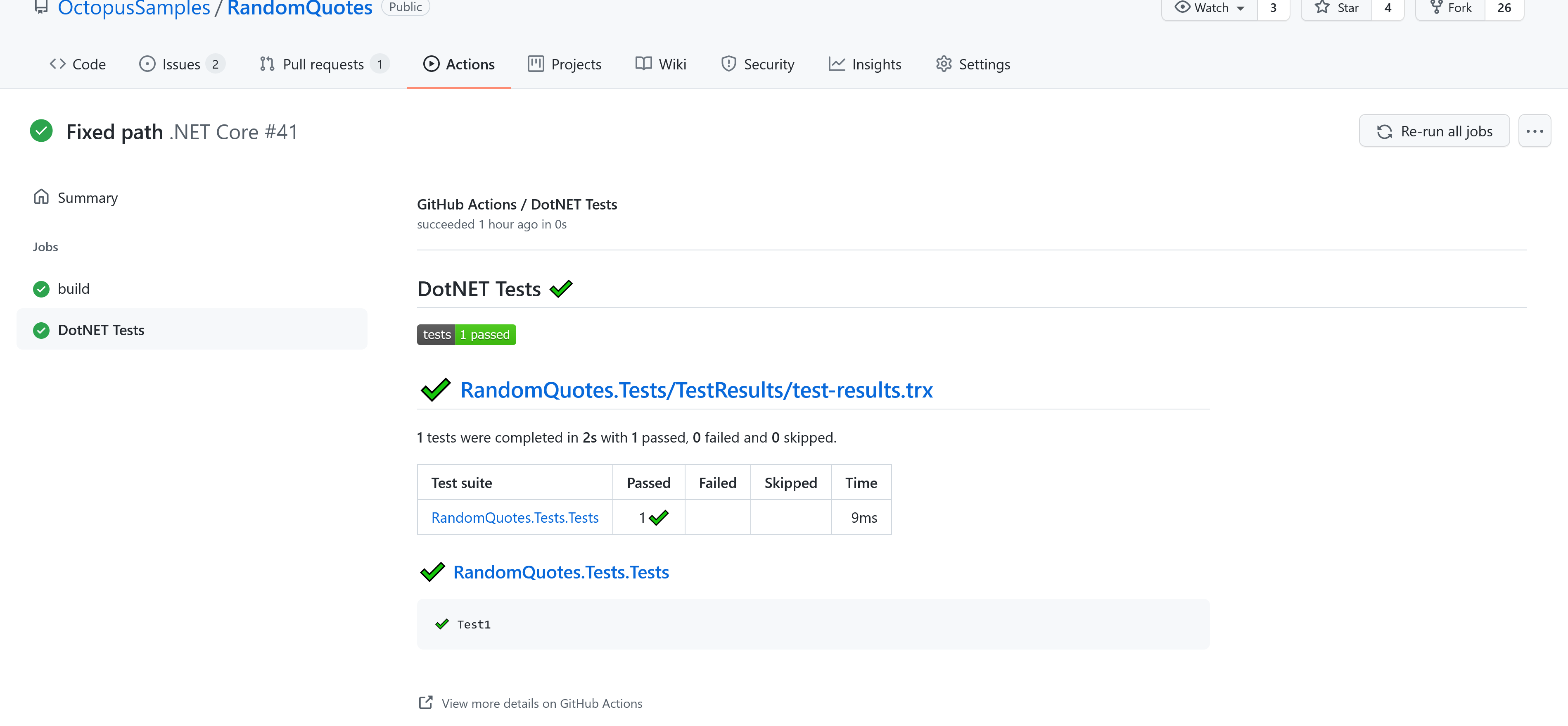 DotNET Core Test Results