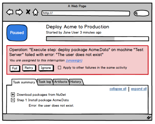 Dashboard with an interruption