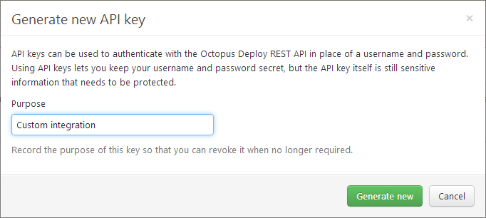 Generating an API key