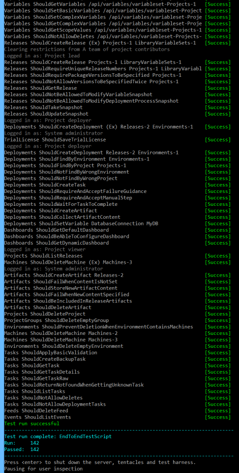End to end tests passing