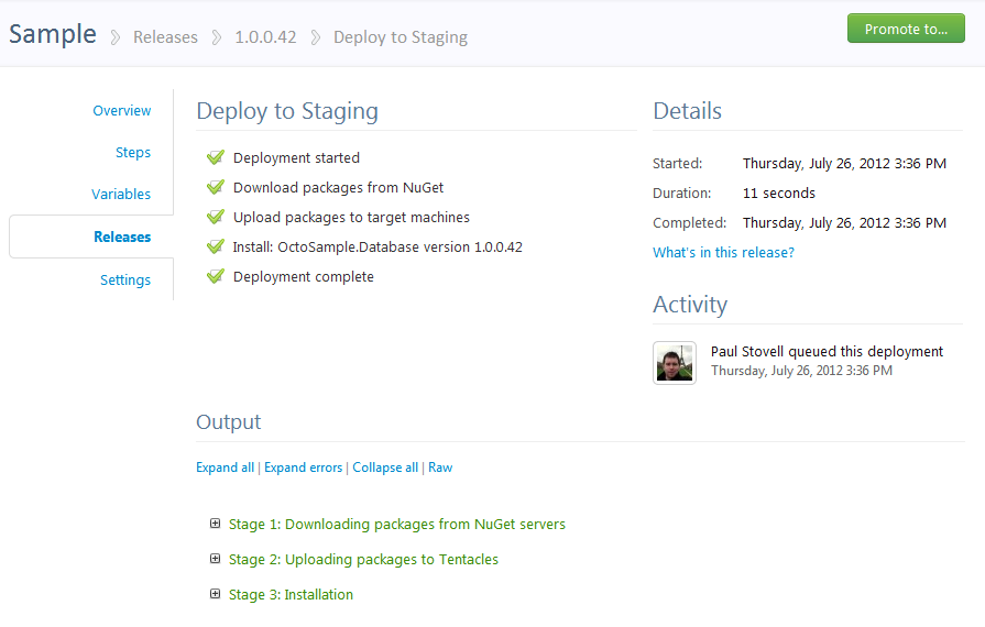 Deploy release to staging