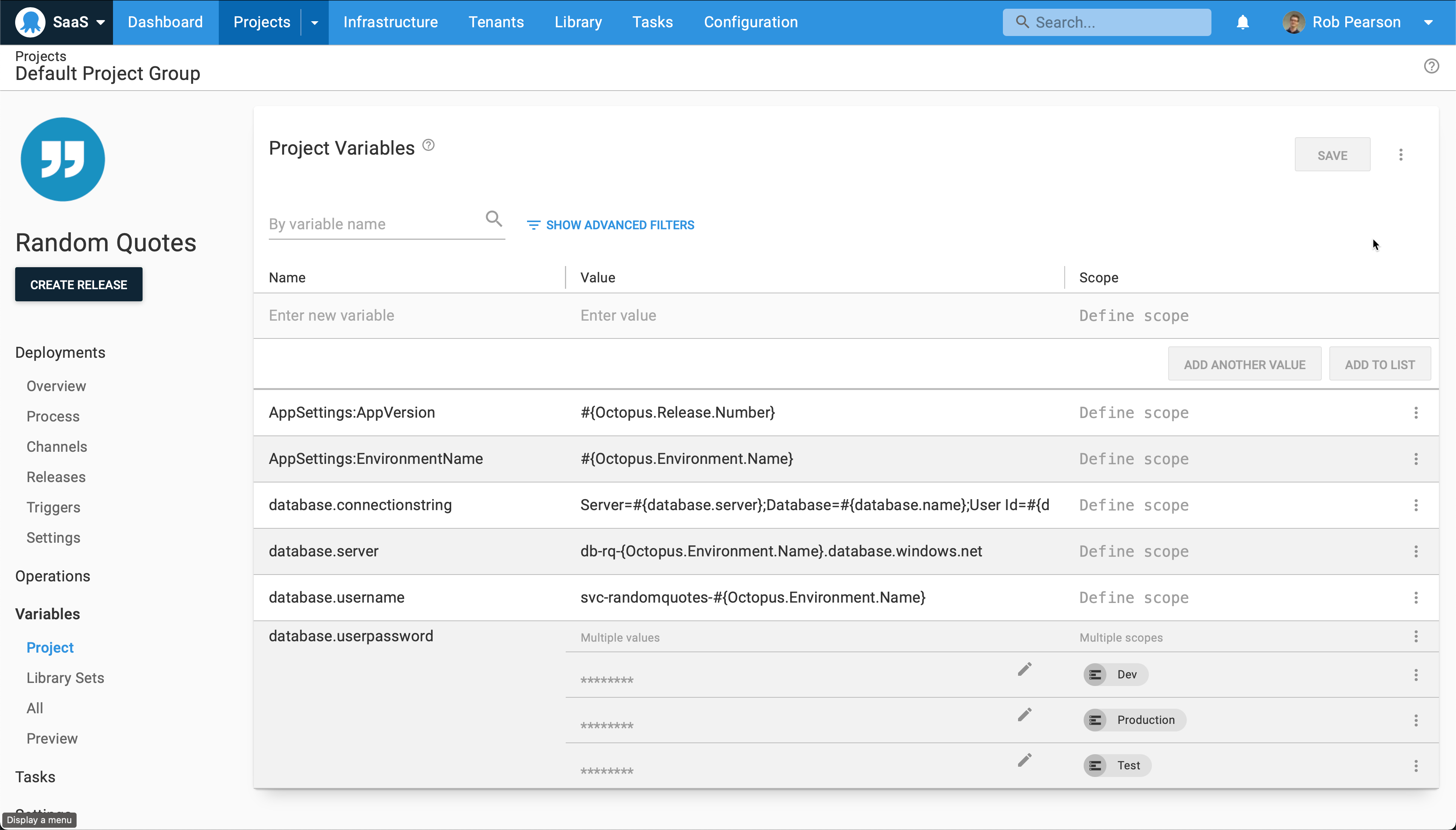 Azure app service deployment variables