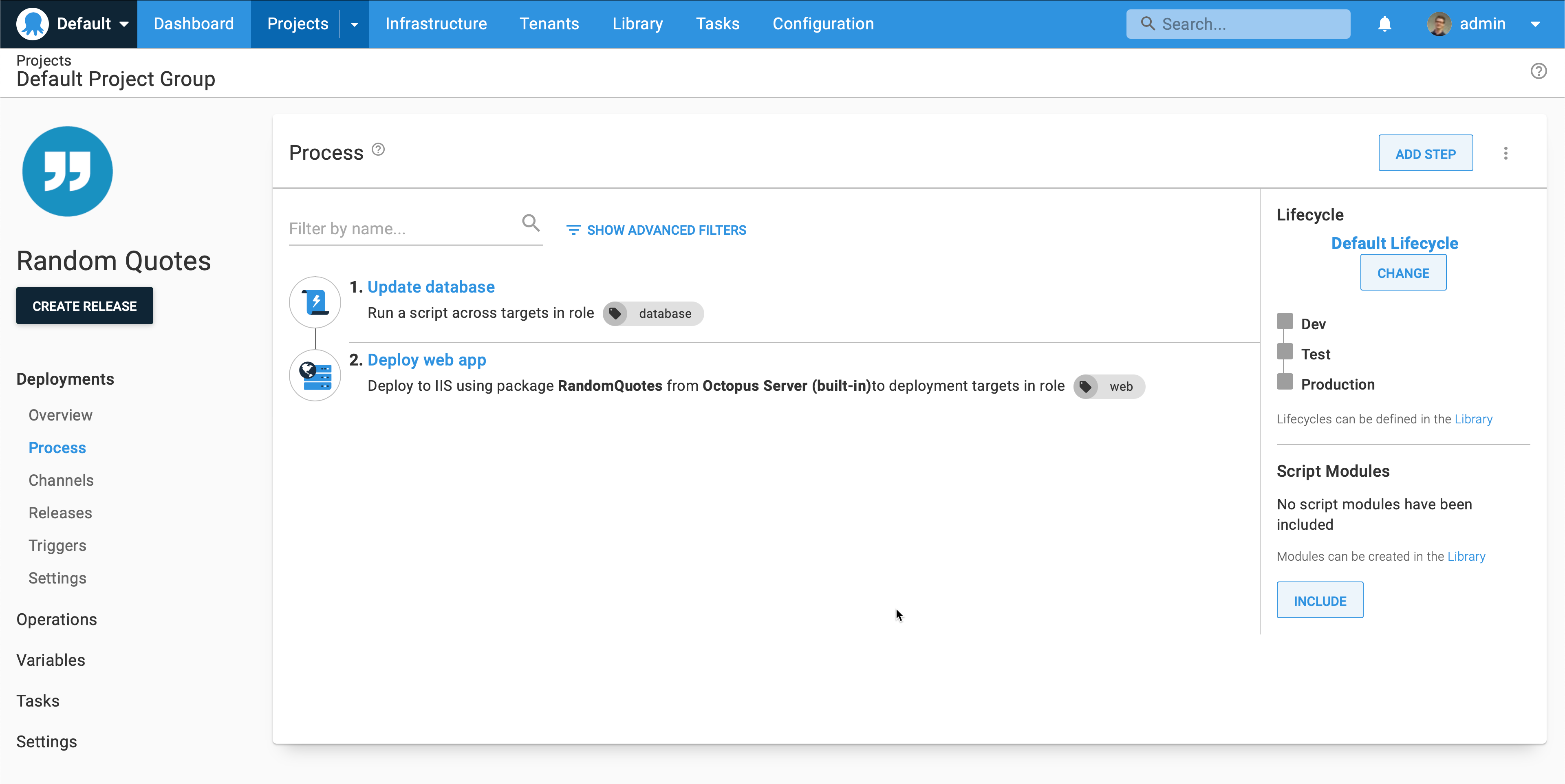 On-premises web server deployment process