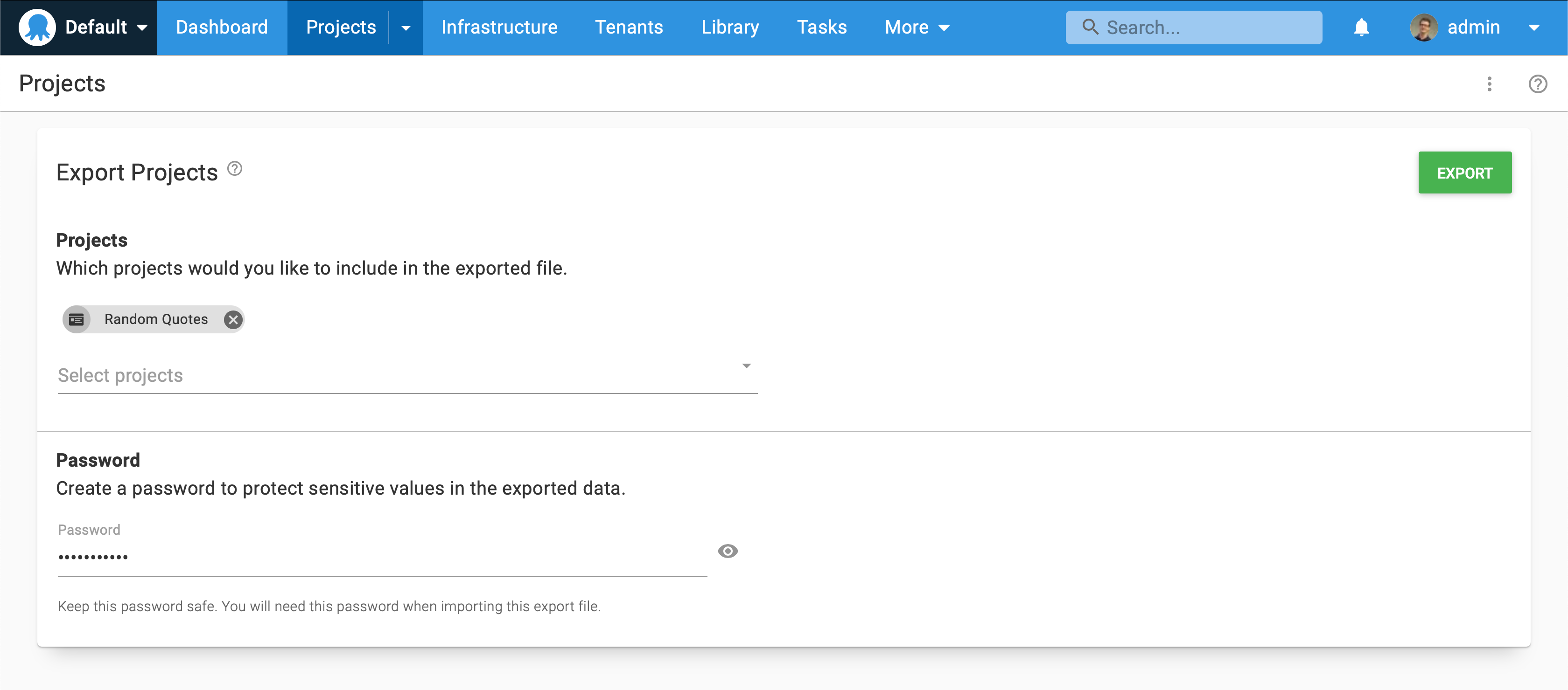 Octopus Server project export