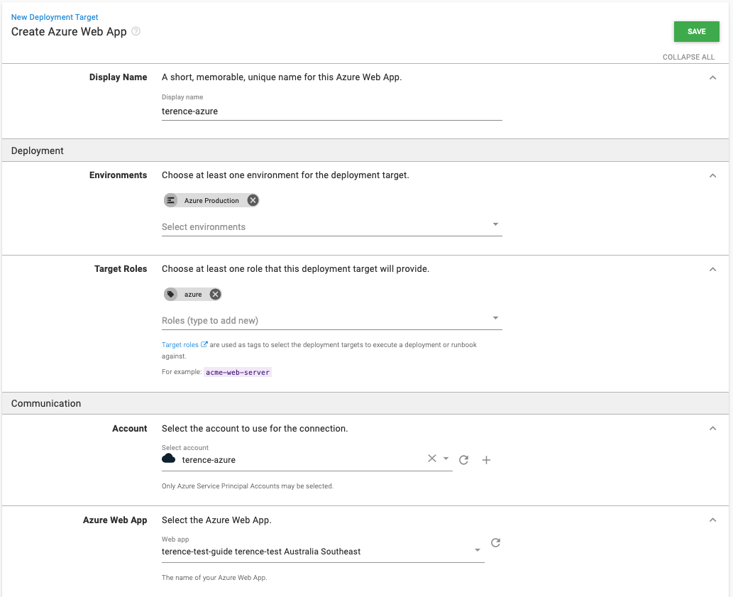 Azure Web App Settings