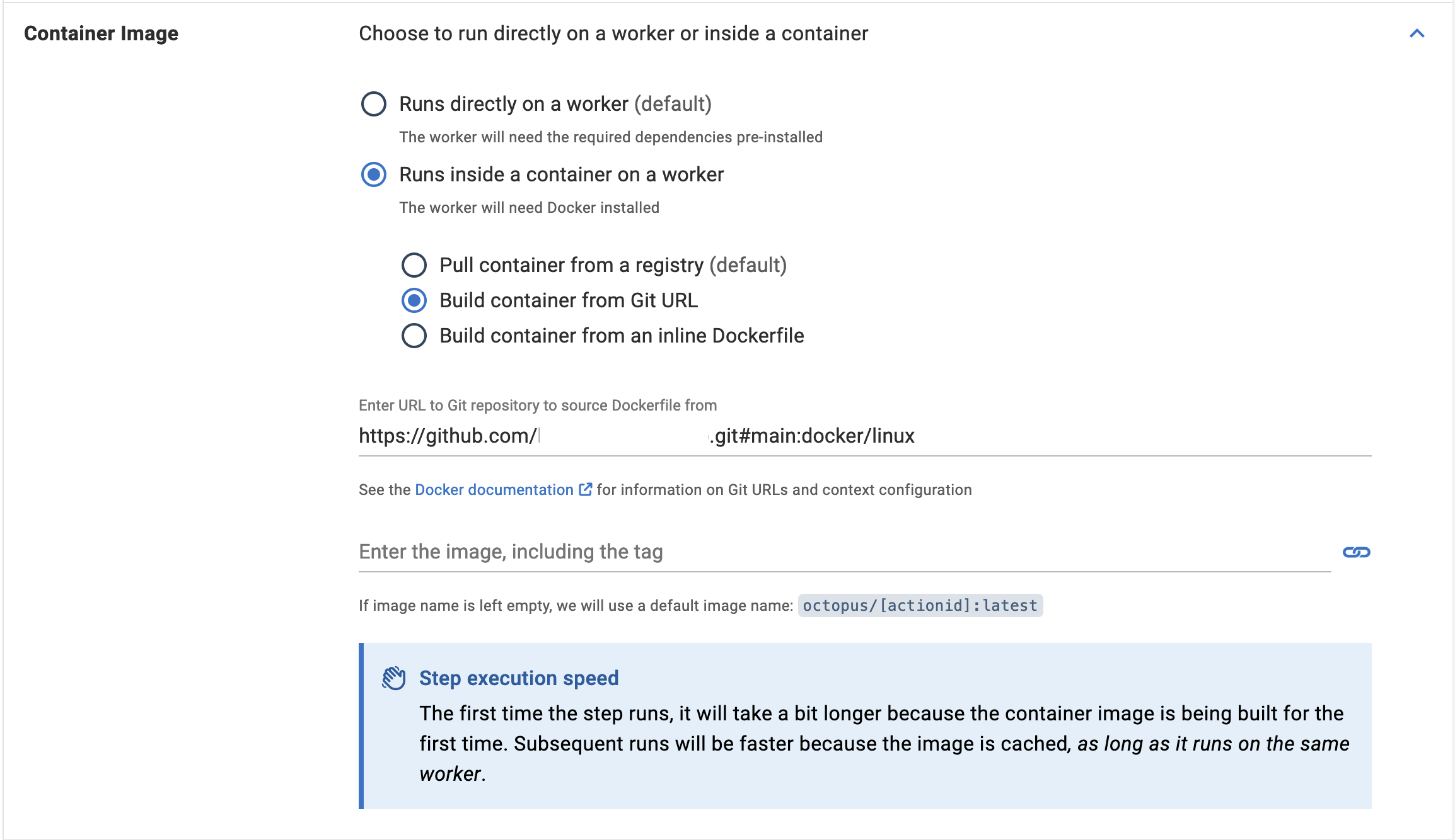 Execution Container from Git URL