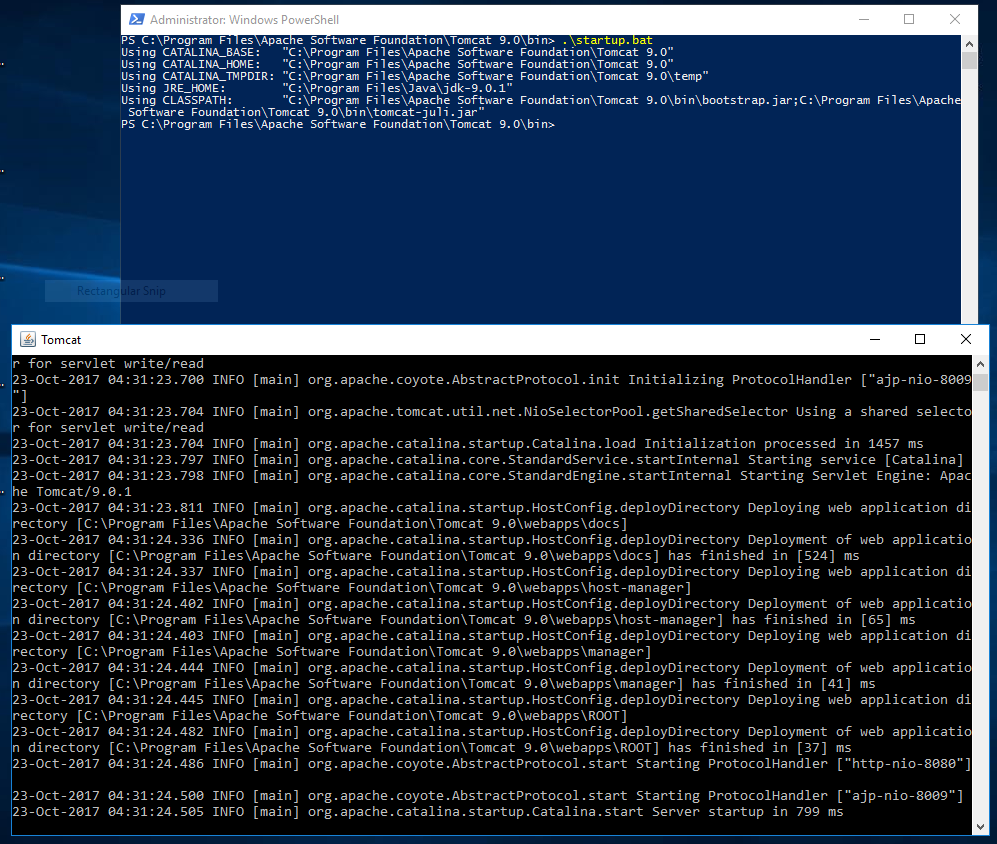 Tomcat running in Windows