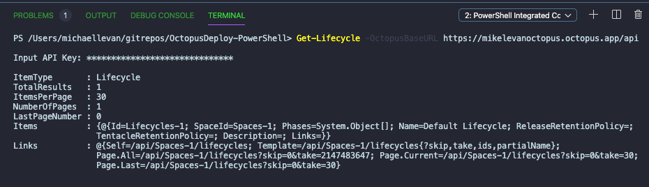 Output with Lifecycle information